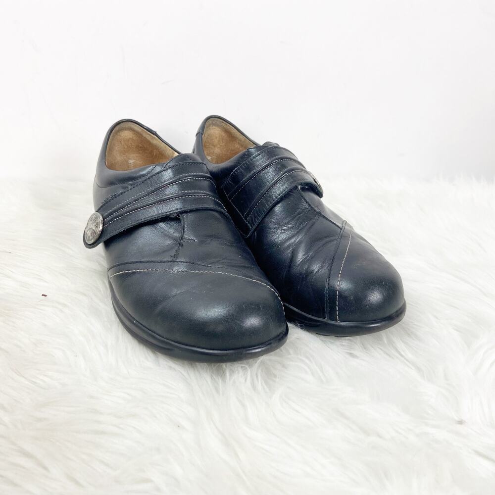 Finn Comfort 5 UK 7 US Womens Black Leather Monk Strap Comfort Shoes
